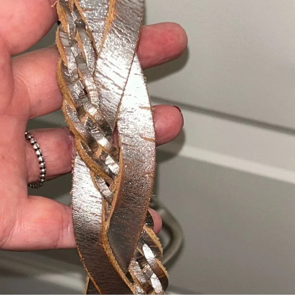 Fossil?Distressed Woven Braided Metallic Statement Belt